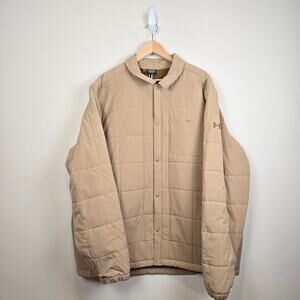 Under Armour Mens Size XXL Expanse Quilted Shacket Sherpa Lined Tan Snaps Jacket